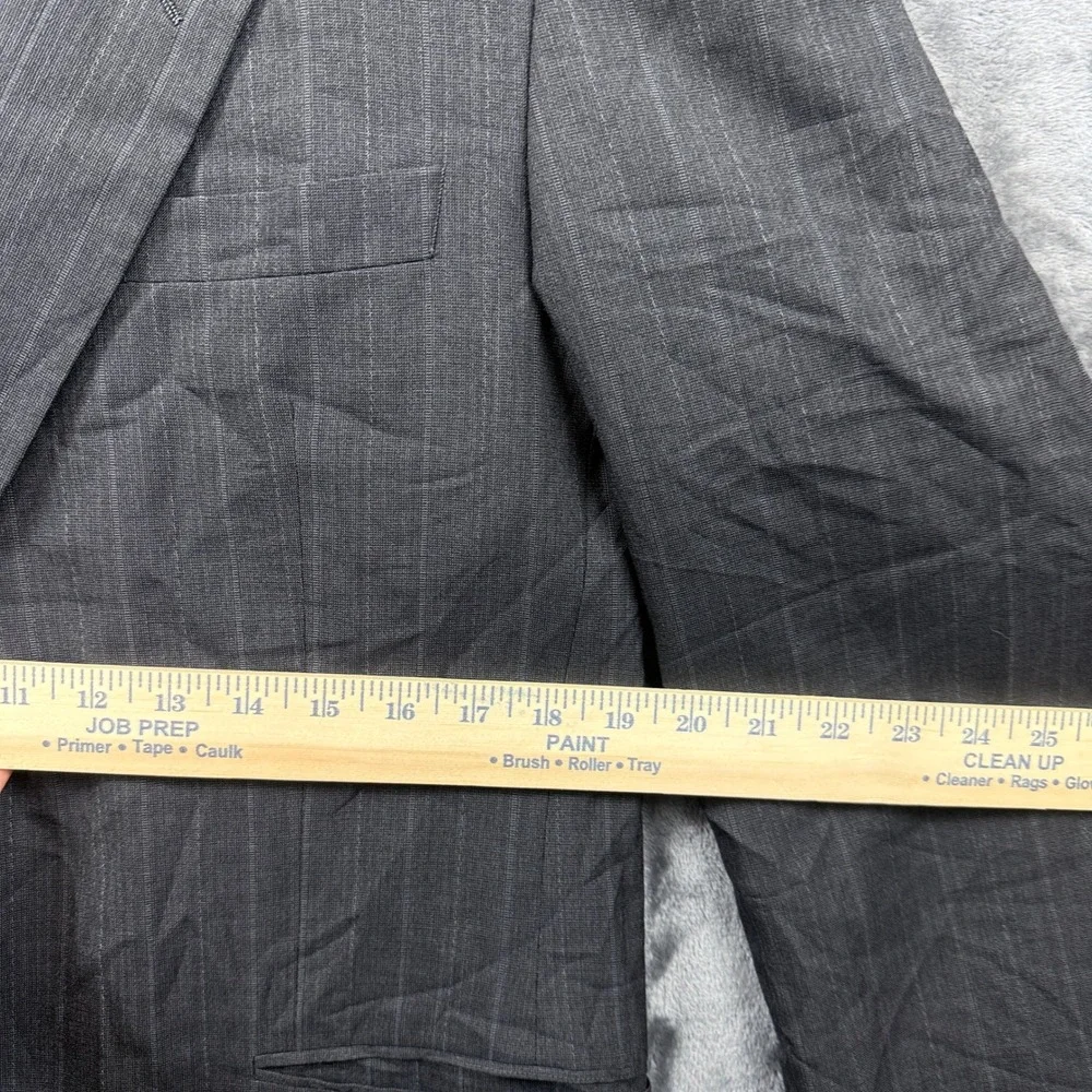 Made in France Blazer Mens 42 Grey Pinstripe Two Button Formal Suit Jacket